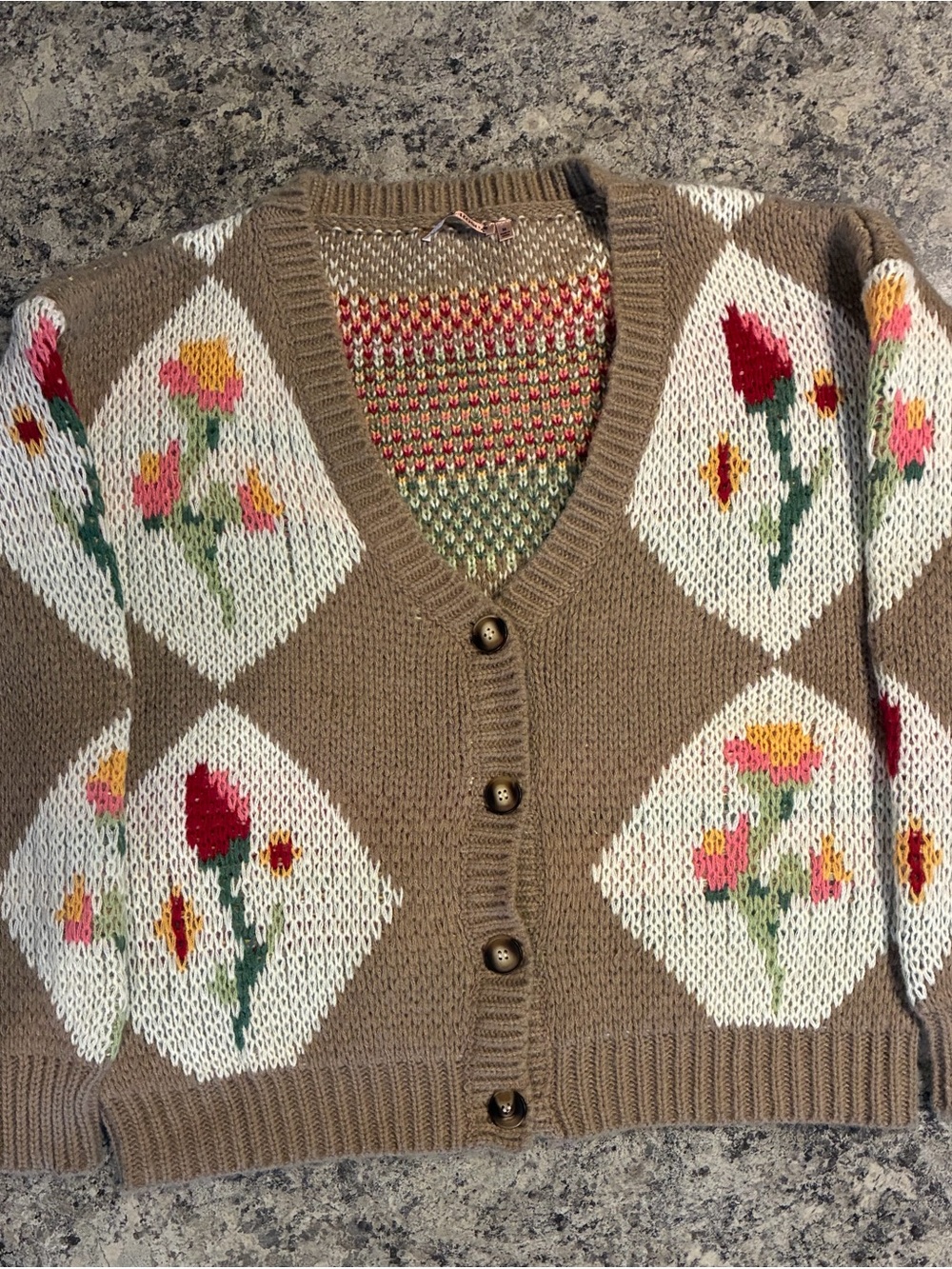 NWOT Bailey Rose Floral Patchwork Chunky Cardigan Sweater Size Medium - Picture 3 of 8